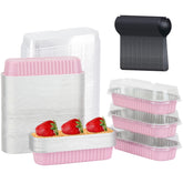 LNYZQUS 6.8oz mini loaf pans with lids, ideal for single-portion desserts.