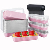 LNYZQUS mini loaf pans with lids in a 50-pack for easy portioning.