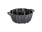 Lodge cast iron fluted cake pan outer view showing durable, even-heating performance.