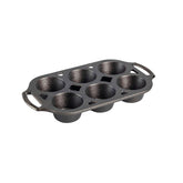 Lodge Cast Iron Muffin Pan six-well view for evenly baked muffins.