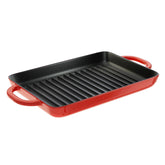 Lodge enamel grill pan overview shows versatile cooking and durable finish.