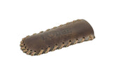 Lodge Nokona leather hot handle holder with spiral stitch for secure grip and heat protection.