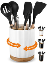 LoeJan 3-compartment utensil holder with 360° rotating base for easy reach of tools