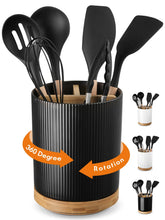 LoeJan 3-compartment utensil holder with vertical stripe keeps counter organized for everyday tools.