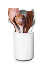 LoeJan ceramic utensil holder with stable base keeps counters tidy and utensils within reach.
