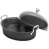 LOEUO 32L large oval roaster pan with lid for even heat on big turkeys