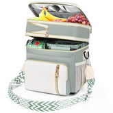 LOKASS double-deck lunch bag in olive green keeps meals organized for work.