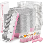 LOKQING pink mini loaf pan pack with lids for quick, mess-free servings