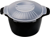Longmann Pampered Chef 2qt microwave steamer showing large capacity for family meals