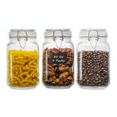 LOOIOOJ 50oz square glass jar with airtight lid for pantry storage