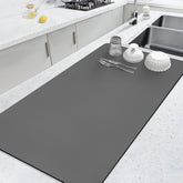 LOPNUR dish drying mat 31.5x17 gray, highly absorbent for quick countertop drying.
