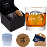 LORSIA Daddy's Sippy Cup glass 10oz for whiskey, durable lead-free crystal.