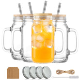 LOSANJI 24 oz mason jar with handles for easy grip and daily use
