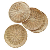 Losaria 10in wicker plate holder front view demonstrates a sturdy bamboo base for stable serving.