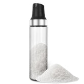 Loscarol sugar dispenser with pour spout on counter enables controlled, mess-free pouring.