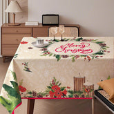 LOSIVISHE Christmas tablecloth watercolor tree on beige background protects your holiday table
