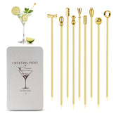 Losneg gold cocktail picks garnish olives for cocktails, reusable and stylish.