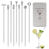 Losneg metal martini picks package shows rustproof stainless steel for reusable entertaining