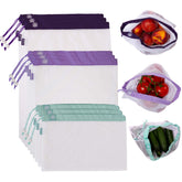 Lotus mesh produce bags 9-pack for grocery shopping and fridge storage.