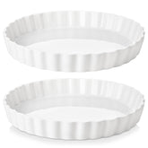LOVECASA 10-inch porcelain pie pan for even baking and easy serving.