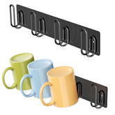 LOXSUN mug holder wall-mounted with four hooks for organized coffee mugs at home.