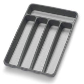 Loyareal 5-compartment silverware organizer in a drawer keeps utensils neatly separated.