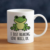 LOZACHE Cute Frog Mug front view highlighting playful print, ideal for frog lovers' morning coffee