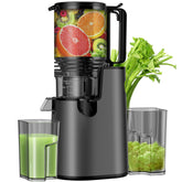LQZ Cold Press Juicer front view in black, compact kitchen-friendly design.