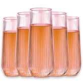Lueumxc 9oz stemless champagne flute in pink clear, ideal for elegant toasts