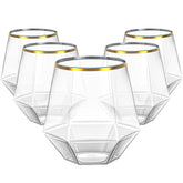 Lullaby gold-rim plastic wine glass 12oz on a wedding table