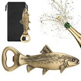 LULLEA Trout Bottle Opener in bronze trout shape, ideal for casual beer moments