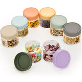 Lulonpon 8-pack thick glass mini mason jars with lids for pantry storage.