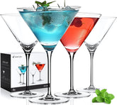 Luna Manta martini glasses with wide rims showcase cocktail color.