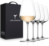 Luna Manta white wine glasses set, hand-blown craftsmanship elevates everyday dining.