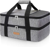 LUNCIA double decker insulated casserole carrier grey front view keeps hot or cold dishes ready for sharing