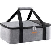 LUNCIA insulated casserole carrier exterior view; durable 600D fabric for reliable travel.