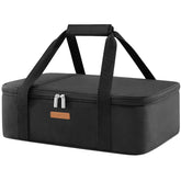 LUNCIA insulated casserole carrier front view highlights durable black exterior for effortless transport.