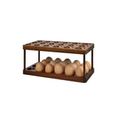 Lurockie Acacia double-layer egg holder front view showing 36-egg capacity for easy storage.