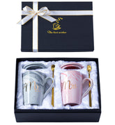 Luspan Mr and Mrs marble mugs 14oz for elegant wedding gifts.