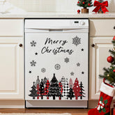 LUUFILx Merry Christmas dishwasher magnets in plaid forest for festive kitchen decor