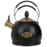 LuxGrace whistling tea kettle front view, stainless steel for fast boiling.