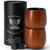 LUXULISH 10oz charred wood bourbon glass with three ice rocks for refined chill
