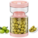 LveSunny pickle jar with strainer flip for easy drainage and brine preservation.