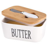 Lxmons ceramic butter dish in white with generous capacity for butter on the counter