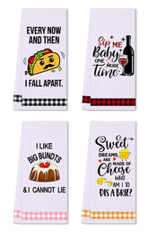 LXOMILL funny kitchen towels with buffalo plaid ends are absorbent and quick-drying.