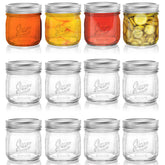 Lyellfe 12-pack wide-mouth mason jars 16oz for versatile storage and gifting.