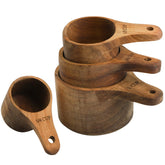 Lyellfe acacia wood measuring cups stackable for compact storage and precise measures.