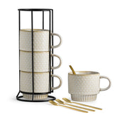 LYEOBOH stackable mugs with stand for space-saving storage.