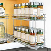 LYNK PROFESSIONAL pull-out spice rack top view shows organized bottles for quick access