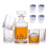 LYRION crystal whiskey decanter set on an elegant gift box for a refined home bar display.